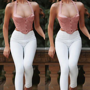 Gilet con reggiseno personalizzato a spina di pesce <span class=keywords><strong>Top</strong></span> in <span class=keywords><strong>raso</strong></span> con spalle scoperte abbigliamento da <span class=keywords><strong>donna</strong></span> Sexy elegante senza spalline <span class=keywords><strong>Top</strong></span> senza maniche senza maniche - Product Image 1