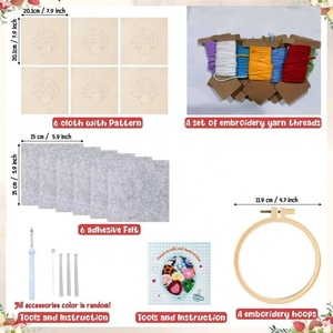 6-piece DIY <b>Kit</b> Handmade Cotton Coaster Hand Knitting Tools Instructions Monks Cloth Plastic Hoop <b>Punch</b> <b>Needle</b> for Craft Lovers - Product Image 4