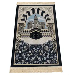 새로운 디자인 이슬람 이슬람 크리스탈 벨벳 카펫 기도 매트 eid 공장 도매