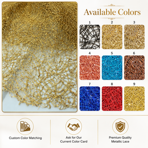 Metallisch-Goldener Pailletten-Faden Bestickter Netzstoff für Luxuriöse Abend- und Brautkleider - Product Image 6