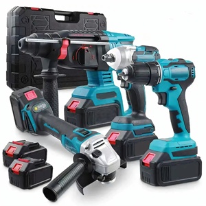 Kit d'outils à batterie lithium-ion rechargeable : perceuse, marteau perforateur, kit quatre pièces, utilisation mixte pour la construction, rechargeable au lithium - Product Image 1