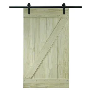 High Quality Pinecroft Wood Barn Door Kit 24" Wide x 80" High Unfinished Pine Z-Design