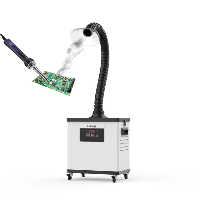DX1001 Mobile Industrial Dust Extractor Portable Fume Extractor with Flexible Smoke Arm for Soldering Station&Electronics Repair
