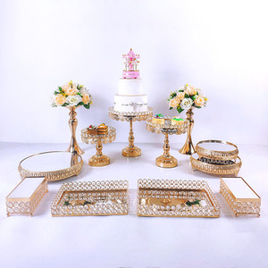 Utensilios para Fiestas de Boda, Herramientas para Pasteles, Bandeja de Exhibición de Metal, Espejo Redondo Dorado, Juego de Soportes para Pasteles y Postres - Product Image 2