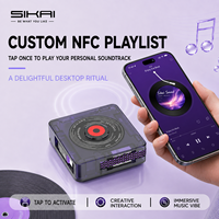 Câble de charge USB-C rétractable Energyfort DISC pour disques vinyles avec fonction NFC Tap to Play, logo personnalisé, organiseur de câbles portable