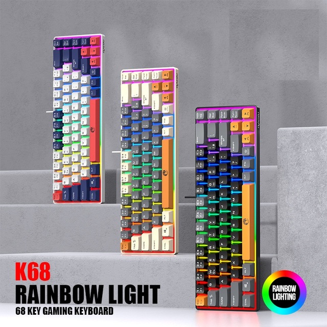 K68 Wired Keyboard 68 Keys Hotswap 2.4G/BT5.0 Dual-mode Full Size Gaming Keyboard with RGB Backlit USB Interface