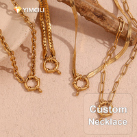 YIMEILI & Chaîne en acier inoxydable plaqué or PVD 18 carats avec fermoir à ressort, chaîne cubaine, chaîne serpent, chaîne trombone, collier personnalisable DIY
