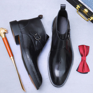 Botas de Trabajo para Hombre, de Cuero Resistente, para Invierno y Primavera, Cálidas, Antideslizantes, con Suela Gruesa, Hebillas y Estilo Workwear - Product Image 4
