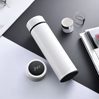 Botol air pintar, termos Stainless Steel 450ml dengan cangkir termal, termos Stainless Steel, suhu Led