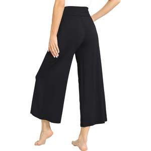 Pantalon palazzo ample en viscose de bambou personnalisé, taille haute avec poches, pantalon de yoga fluide pour femmes - Product Image 3