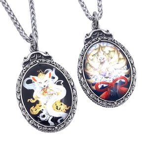 Colgante Thangka de zorro de nueve colas yunnique, collar con colgante ovalado de acero inoxidable, regalo para hombres y mujeres, estilo Retro 216053 - Product Image 1