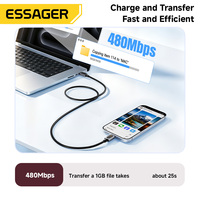 ESSAGER ES-X91 7A 100W Kabel Data Pengisian Cepat USB A ke Tipe-C Berbahan Kain Kepang, Kompatibel Dengan Huawei Samsung Oppo Vivo Xiaomi