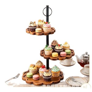 Wooden wedding dessert table ornament, multi-tiered display stand, cake stand, wave-shaped dessert <b>rack</b>, tiered <b>plate</b> <b>rack</b> - Product Image 2