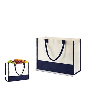Sac fourre-tout en toile bicolore, sac à main en coton durable et réutilisable pour le travail, le bureau et les trajets quotidiens - Product Image 5