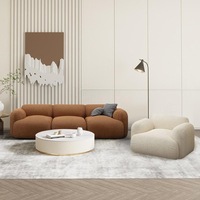 Ensemble de canapés modulaires en tissu bouclé brun bio, structure en bois massif, meubles écologiques pour salon, villa, appartement