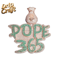 Nouveau Pendentif Hip-hop DIY en patchwork de lettres, motif sac à monnaie et bouton, en cuivre électroplaqué or véritable, incrusté de zircon