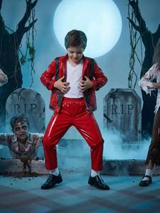 Costume de roi rouge étoilé HP pour enfants, veste en simili cuir brillant et pantalon pour Halloween et cosplay - Product Image 2