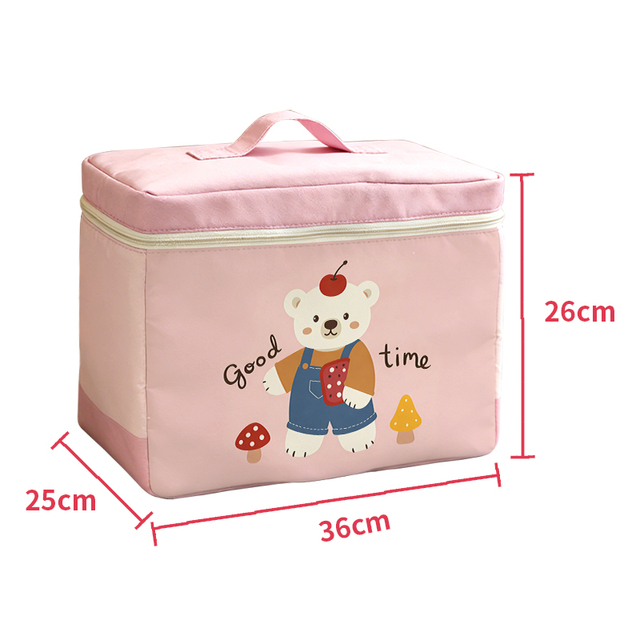 Lightweight Toy Holder Organizer Bin Portable Foldable Fabric Case With Lid Strap Handle Nursery Play Area Tidy Box