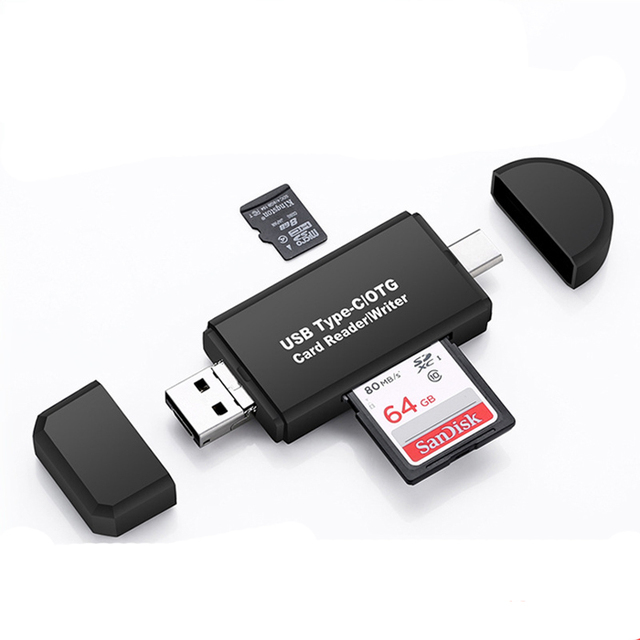 D2470 Cititor de card 5 in 1 otg card reader adapter usb 2.0+type c+micro usb