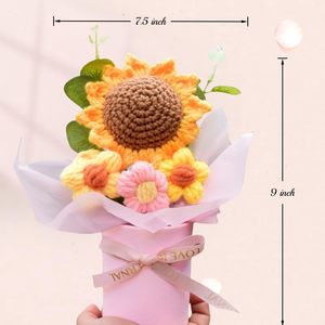 <span class=keywords><strong>Fiori</strong></span> all'Uncinetto in Vaso, Bouquet <span class=keywords><strong>di</strong></span> Girasoli all'Uncinetto con Vaso <span class=keywords><strong>di</strong></span> Carta, Bouquet Lavorato a Mano Regalo per Nonna Famiglia Collega - Product Image 2