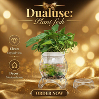 Vase en plastique PET transparent incassable KAJI modèle 8821, aquarium écologique créatif pour plantes hydroponiques, support de bureau
