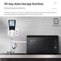 Pengukur daya Digital AC EU 220V, soket pengukur konsumsi listrik LCD tes energi Kwh penganalisa daya BR AS