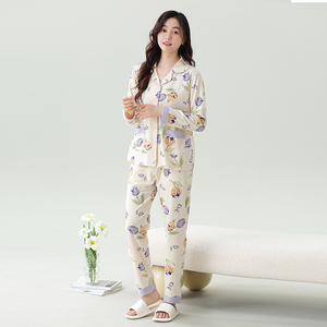 롱드 여성용 긴팔 V넥 나이트가운 <span class=keywords><strong>CVC</strong></span> 혼방 소재 수분 흡수 속건 부드럽고 통기성 좋은 피부 친화적인 홈 레저웨어 - Product Image 5