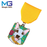 Médaille sportive personnalisée sur le thème des animaux de dessin animé, en alliage de zinc, émail souple, logo imprimé UV, gravure avec ruban souvenir