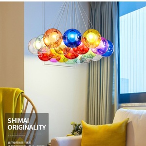 Dropshipping Shopify Colorful Bubble Glass Pendant <b>Light</b> Modern Single Head Hanging Lamp For <b>Dining</b> Living Bedroom Bar - Product Image 2