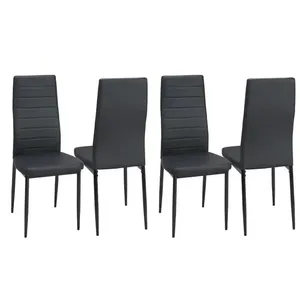 Sedia <span class=keywords><strong>da</strong></span> <span class=keywords><strong>Pranzo</strong></span> Moderna in Acciaio Inox Nero con Rivestimento in <span class=keywords><strong>Ecopelle</strong></span>, Stile Nordico per Caffè e Cucina - Product Image 5