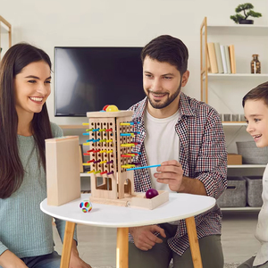 Palos de madera Dados Juego de equilibrio Juego de mesa de madera Matemáticas Montessori Juguete educativo Habilidades motoras finas Juguetes de conteo Viajes para niños - Product Image 1