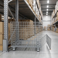 Conteneur industriel pliable en treillis métallique galvanisé avec porte basculante et couvercle articulé pour stockage, vente en gros