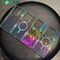 Étui de protection pour téléphone portable en gros, étui magnétique à paillettes dégradées arc-en-ciel, anti-chute, avec logo personnalisé pour Moto G Power 5G 2025