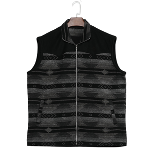 <span class=keywords><strong>Gilet</strong></span> chaud sans manches à fermeture éclair en jacquard de style vintage pour hommes avec logo personnalisé - Product Image 1