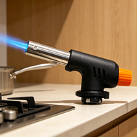 Chalumeau à gaz portable avec allumage piézo, flamme réglable, outil de chauffage manuel pour barbecue, cuisson, camping