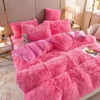 Parure de Lit Luxe en Velours de Vison Effet Nuage, 4 Pièces, Ultra Douce, Épaisse et Chaude, Housse de Couette en Peluche pour Chambre Moderne