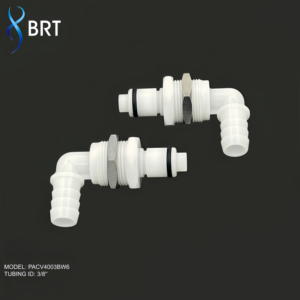 Raccord de tuyauterie à surface lisse BRT, raccord coudé en plastique à 90 degrés avec valve mâle 1/4 pouce, raccord rapide - Product Image 5