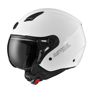 Cascos ASTONE de Calidad Superior para Todas las Estaciones, Material ABS, Cascos de Motocicleta Abiertos, Negro Mate y Blanco Brillante - Product Image 1