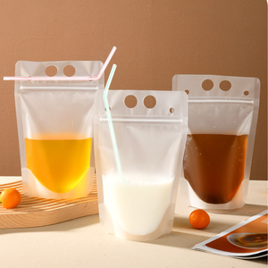 Sac Ziplock Transparent en PE à Poignée, Idéal pour Boissons de Fête, avec <span class=keywords><strong>Paille</strong></span>, pour Aliments, Café, Lait Liquide, Jus - Grande <span class=keywords><strong>Vente</strong></span> - Product Image 2