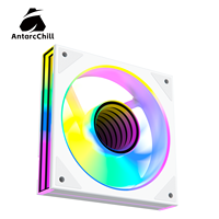 Ventilador para Juegos AntarcChill Blanco de 120 mm, Antivibración, Silencioso, RGB Sincronizado, Refrigeración para Caja de Ordenador, con Rodamiento Fluido para CPU