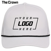 Casquette Trucker 5 Panneaux Personnalisée Haute Qualité Découpée au Laser avec Corde, Visière Courbée, Perforée, Respirante, Blanche, Réglable, Unisexe – Vente en Gros