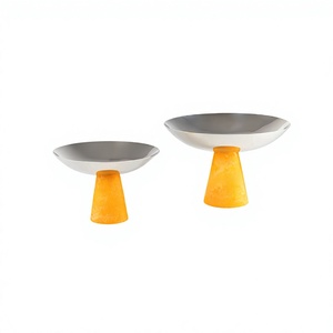 Juego de 2 tazones para postres de resina y acero inoxidable con soporte, de diferentes tamaños, al precio más bajo. - Product Image 1