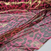 Tissu en Georgette de Soie Métallique Dorée Brillante à Imprimé Léopard Lurex, Doux au Toucher, pour Vêtements Féminins Élégants