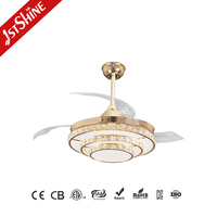 Ventilateur de plafond 1stshine de 42 pouces, qualité supérieure, haute performance, style luxueux, lames rétractables, avec éclairage LED