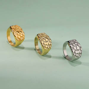 Bagues en acier inoxydable 316L plaqué or PVD 14k 18k de bonne qualité, résistantes à l'eau et inaltérables, style Nugget pour femmes - Product Image 6