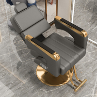 Chaise de barbier professionnelle de luxe, inclinable, hydraulique, en cuir PU, mobilier de salon avec éponge épaisse pour salon de beauté
