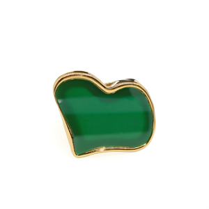 Fashion <b>Ring</b> 316L Stainless Steel PVD Gold Plating Sustainable Resistant Green Enamel Design - Product Image 2