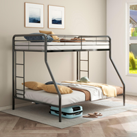 Lit superposé en métal avec échelles intégrées, barrières de sécurité pleine longueur, sommier à lattes, rangement rotatif, idéal pour appartement moderne, tailles Twin et Full