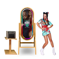 Machine à Selfie pour Événements de Mariage et Fêtes, Kiosque Photo en Bois avec Écran Tactile, Miroir Magique en Bois avec Étui
