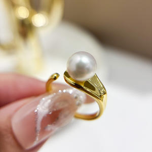 Ensemble de bagues en argent S925 avec accessoires en perles DIY 10772, édition légère vide, perles rondes plates de 6 à 8 mm incluses - Product Image 1